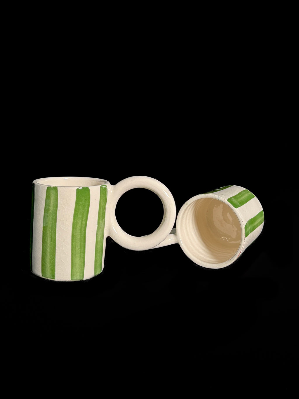 Duo de tasses à rayures vertes