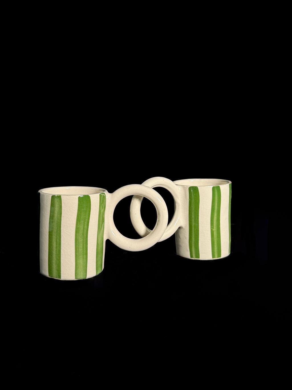 Duo de tasses à rayures vertes