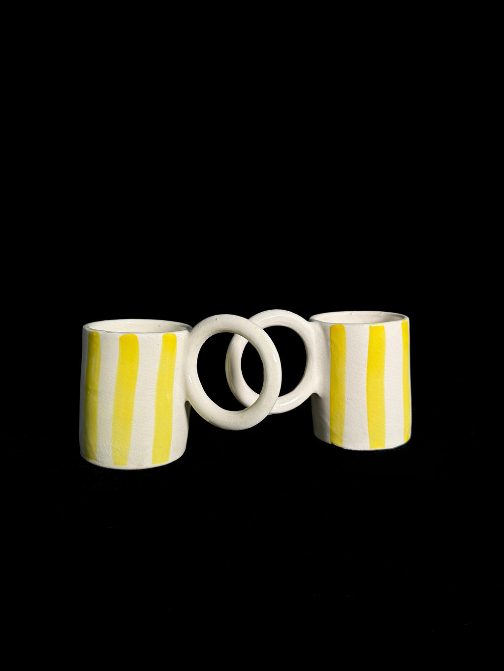 Duo de tasses à rayures jaunes